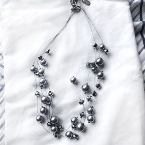 Silver/Gunmetal Beaded Wire Necklace